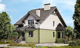 120-003-П Проект двухэтажного дома мансардой, красивый загородный дом из пеноблока Геленджик, House Expert