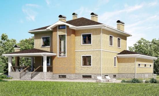 350-002-Л Проект трехэтажного дома и гаражом, красивый коттедж из кирпича, Геленджик