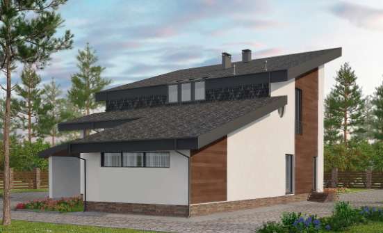 230-001-П Проект двухэтажного дома с мансардой, современный загородный дом из кирпича Геленджик | Проекты домов от House Expert