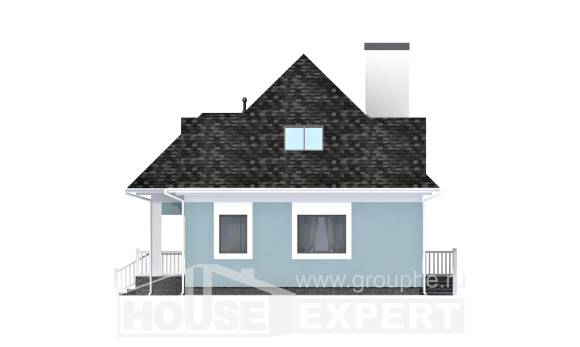 110-001-Л Проект двухэтажного дома мансардой, бюджетный домик из газосиликатных блоков Геленджик, House Expert