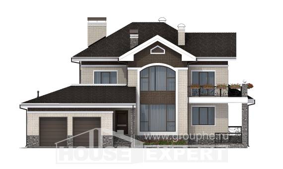 365-001-Л Проект трехэтажного дома и гаражом, уютный дом из кирпича Геленджик, House Expert