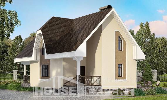 125-001-Л Проект двухэтажного дома с мансардным этажом, красивый дом из газосиликатных блоков Геленджик, House Expert