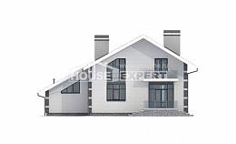 180-001-П Проект двухэтажного дома с мансардой и гаражом, бюджетный домик из газосиликатных блоков Геленджик, House Expert