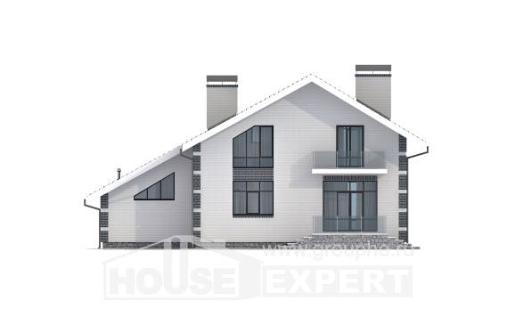 180-001-П Проект двухэтажного дома с мансардой и гаражом, недорогой домик из арболита, Геленджик