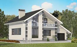 180-001-П Проект двухэтажного дома с мансардой, гараж, современный дом из газобетона, Геленджик