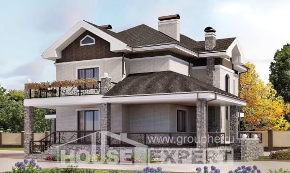 365-001-Л Проект трехэтажного дома, гараж, огромный загородный дом из кирпича Геленджик, House Expert