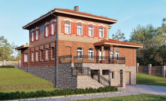 380-002-Л Проект трехэтажного дома, гараж, красивый дом из кирпича Геленджик | Проекты домов от House Expert