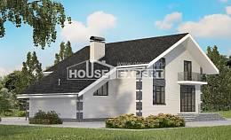 180-001-П Проект двухэтажного дома мансардный этаж и гаражом, бюджетный загородный дом из керамзитобетонных блоков, Геленджик