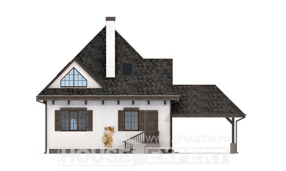 110-002-Л Проект двухэтажного дома с мансардным этажом, гараж, компактный коттедж из газобетона Геленджик, House Expert