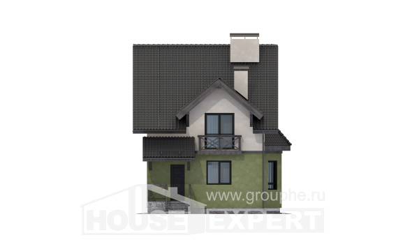 120-003-П Проект двухэтажного дома мансардой, доступный дом из арболита Геленджик, House Expert