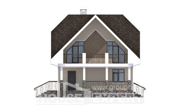 125-001-Л Проект двухэтажного дома с мансардным этажом, бюджетный дом из газосиликатных блоков Геленджик, House Expert