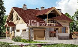 165-002-П Проект двухэтажного дома с мансардой и гаражом, компактный коттедж из пеноблока Геленджик, House Expert