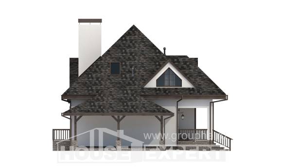 110-002-Л Проект двухэтажного дома с мансардой, гараж, скромный коттедж из газосиликатных блоков Геленджик, House Expert