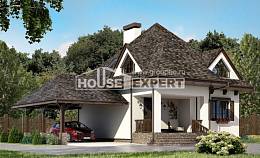 110-002-Л Проект двухэтажного дома с мансардным этажом, гараж, небольшой домик из поризованных блоков Геленджик, House Expert