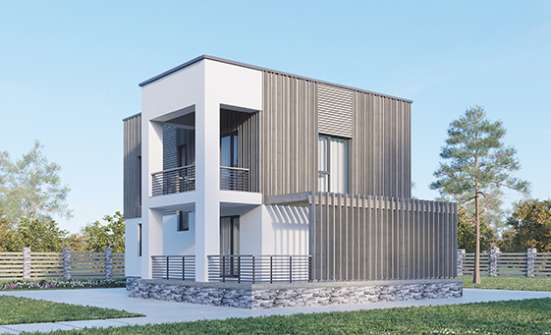 150-017-П Проект двухэтажного дома, экономичный домик из твинблока Геленджик | Проекты домов от House Expert
