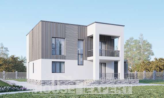 150-017-П Проект двухэтажного дома, недорогой дом из пеноблока Геленджик, House Expert