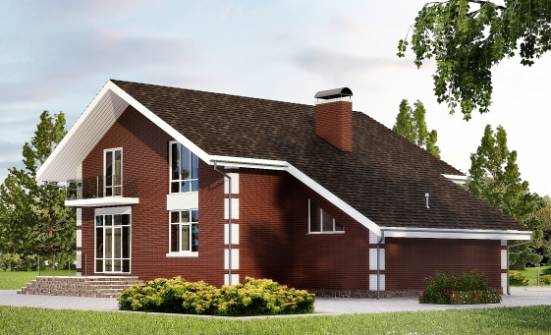 180-001-Л Проект двухэтажного дома с мансардой и гаражом, бюджетный дом из бризолита, Геленджик