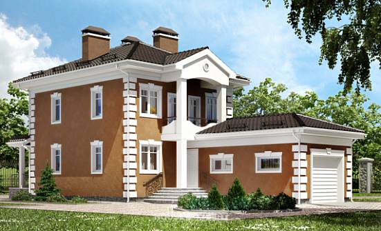 150-006-П Проект двухэтажного дома и гаражом, небольшой загородный дом из пеноблока Геленджик | Проекты домов от House Expert