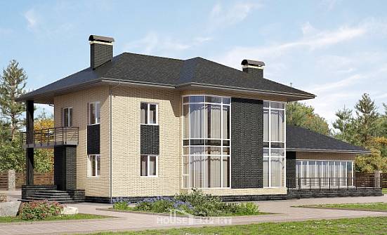 305-003-Л Проект двухэтажного дома, классический коттедж из бризолита Геленджик | Проекты домов от House Expert