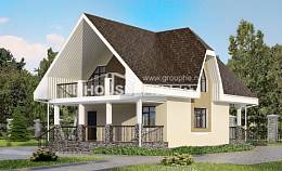 125-001-Л Проект двухэтажного дома мансардой, компактный домик из теплоблока Геленджик, House Expert