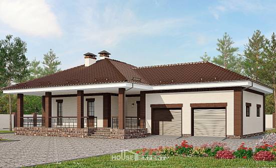 160-015-П Проект одноэтажного дома, гараж, скромный коттедж из газосиликатных блоков Геленджик | Проекты домов от House Expert