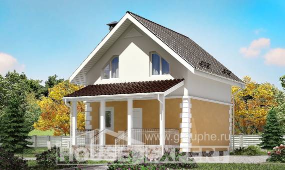 070-002-П Проект двухэтажного дома с мансардным этажом, доступный домик из бризолита Геленджик, House Expert