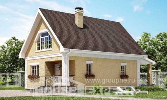 130-004-П Проект двухэтажного дома мансардой, современный загородный дом из газосиликатных блоков Геленджик, House Expert