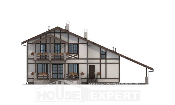 250-002-Л Проект двухэтажного дома мансардой, гараж, классический коттедж из кирпича Геленджик, House Expert