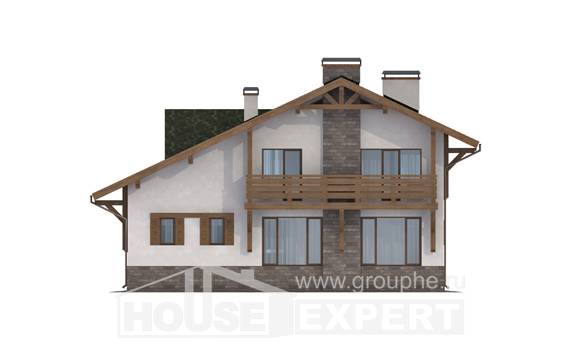190-007-П Проект двухэтажного дома мансардой, гараж, классический загородный дом из кирпича, Геленджик