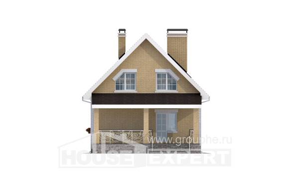 130-004-П Проект двухэтажного дома с мансардным этажом, бюджетный домик из поризованных блоков, Геленджик