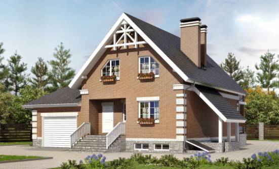 200-009-Л Проект трехэтажного дома мансардой, гараж, классический домик из арболита, Геленджик