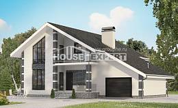 180-001-П Проект двухэтажного дома с мансардой и гаражом, бюджетный коттедж из бризолита Геленджик, House Expert