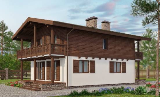 150-016-Л Проект двухэтажного дома с мансардой, скромный коттедж из газобетона, Геленджик