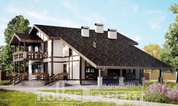 250-002-Л Проект двухэтажного дома с мансардой, гараж, современный дом из кирпича Геленджик, House Expert