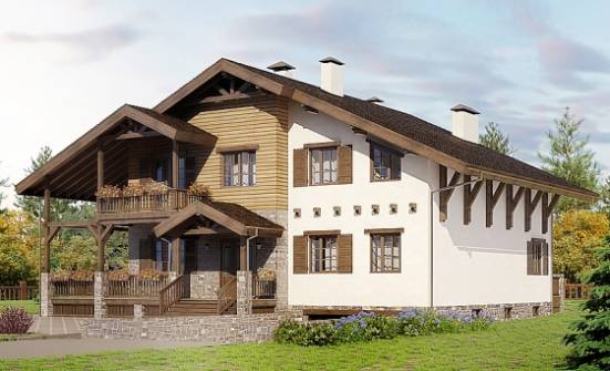 400-004-П Проект трехэтажного дома с мансардным этажом и гаражом, классический коттедж из кирпича Геленджик | Проекты домов от House Expert