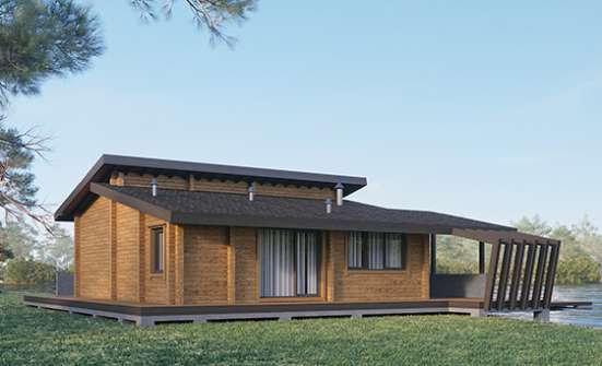 100-007-П Проект бани из бревен Геленджик | Проекты одноэтажных домов от House Expert