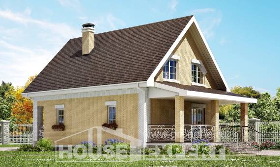 130-004-П Проект двухэтажного дома с мансардным этажом, скромный домик из газосиликатных блоков Геленджик, House Expert