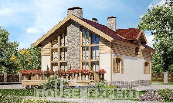 165-002-П Проект двухэтажного дома с мансардным этажом и гаражом, небольшой домик из арболита Геленджик, House Expert